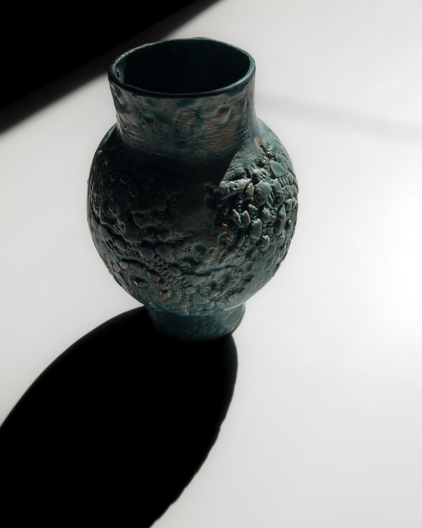 Emerald green textured vase