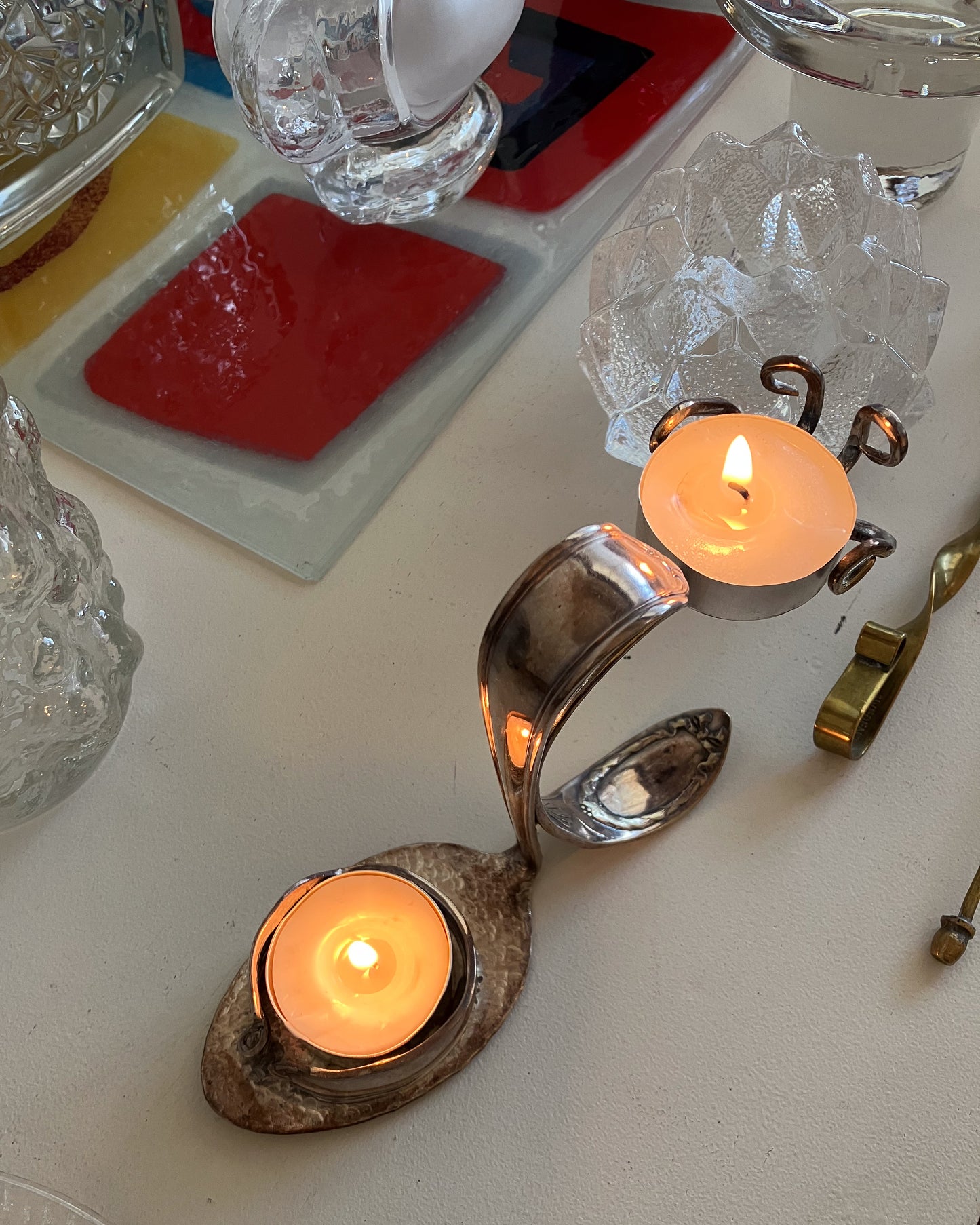 spoon & folk tea light holder