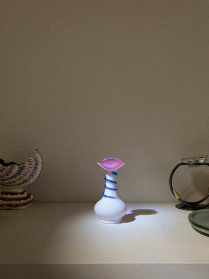 Vintage Opaline Glass Vase with a Swirl