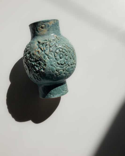 Emerald green textured vase