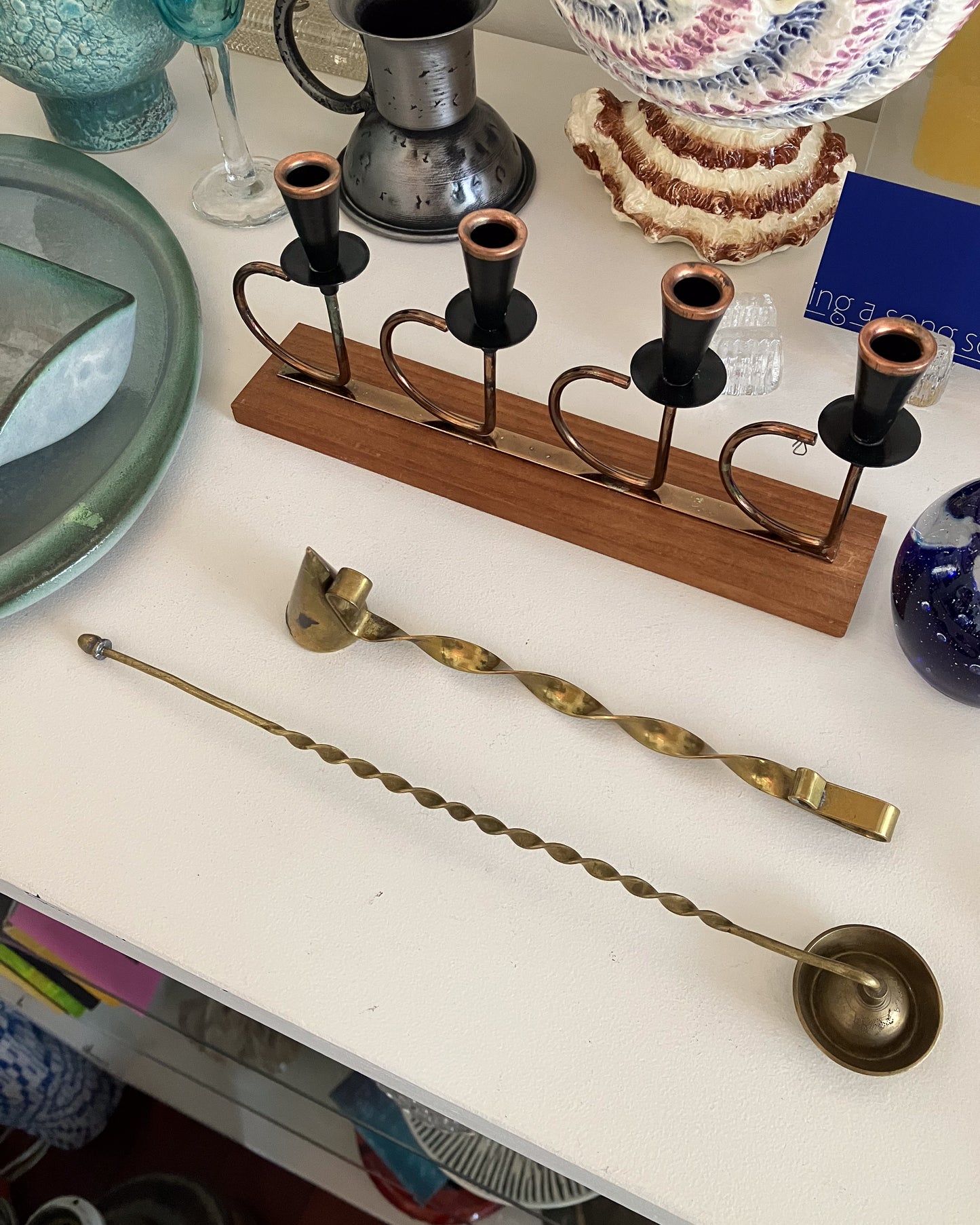 Chinese hat brass candle snuffer