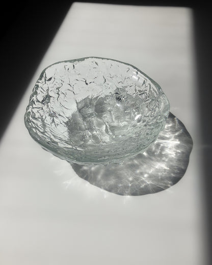 Ice Glass Footed Bowl 光の紋様 – 北欧ヴィンテージガラス