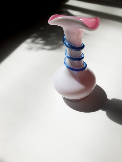 Vintage Opaline Glass Vase with a Swirl