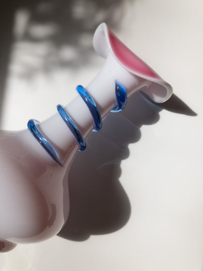 Vintage Opaline Glass Vase with a Swirl