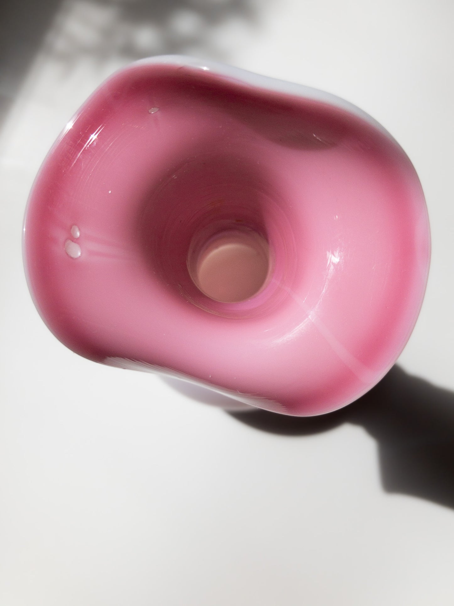 Vintage Opaline Glass Vase with a Swirl
