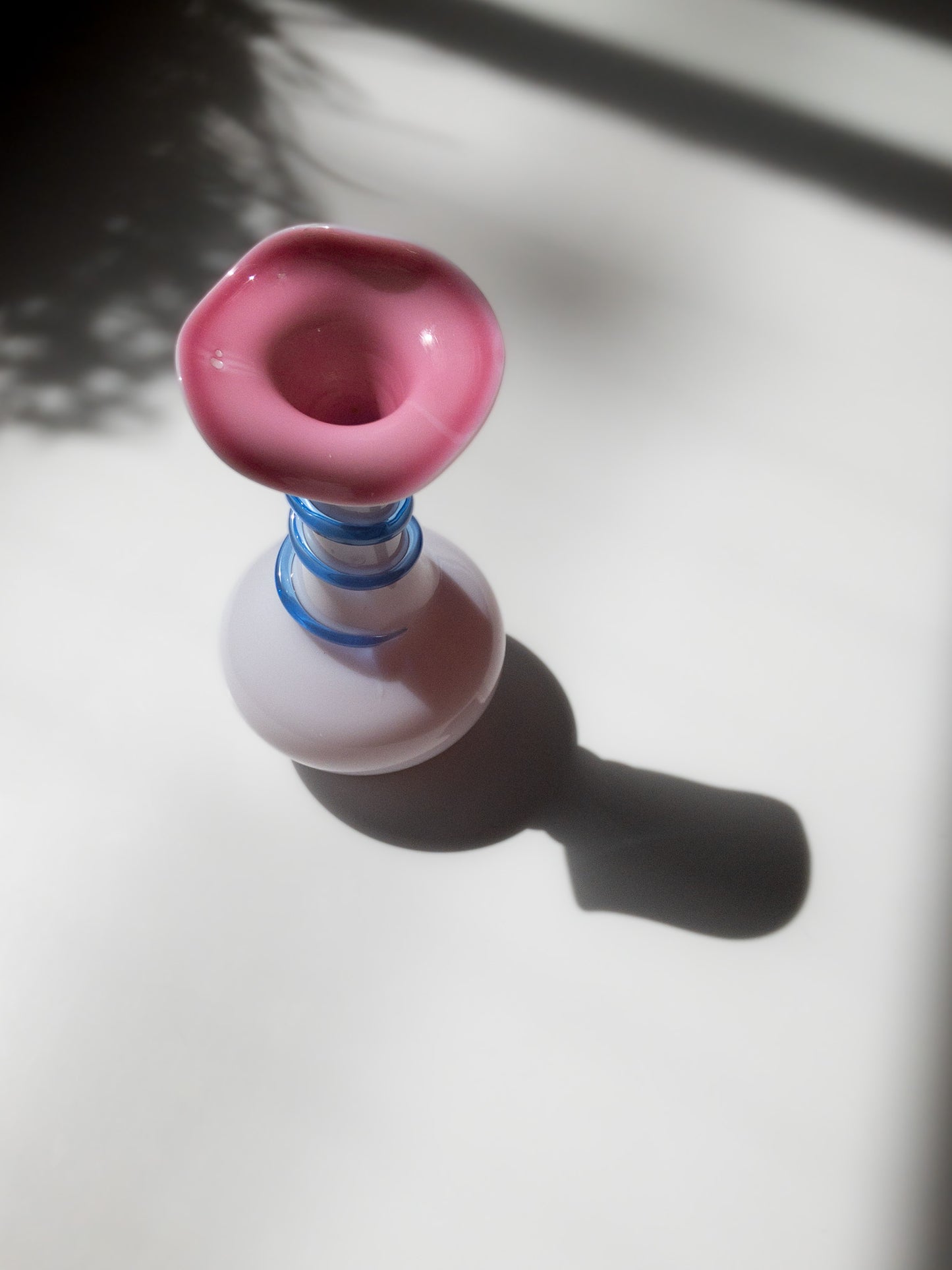 Vintage Opaline Glass Vase with a Swirl
