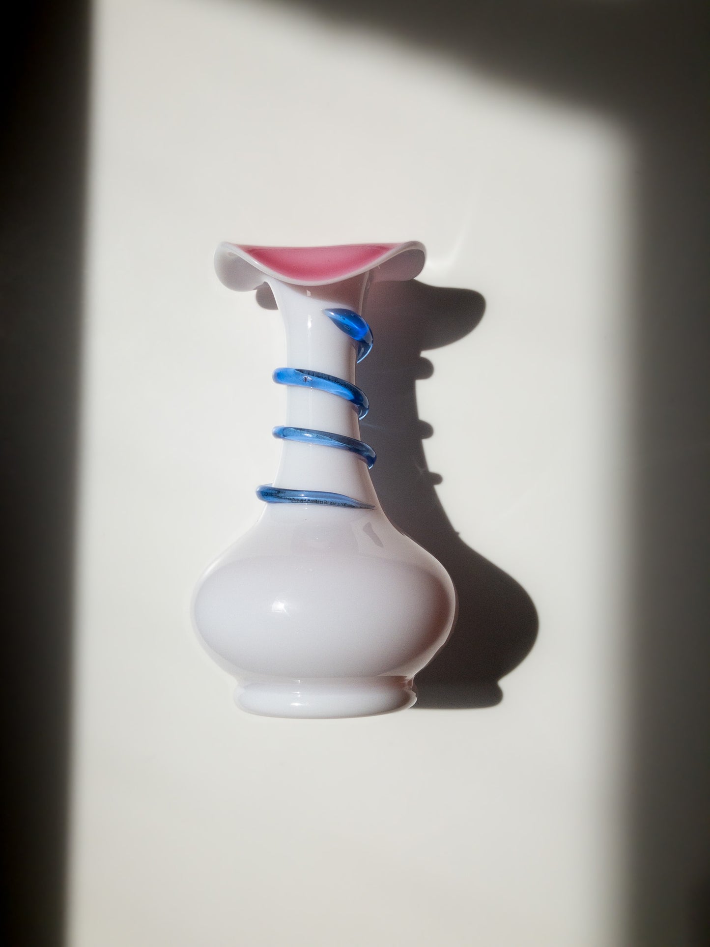 Vintage Opaline Glass Vase with a Swirl