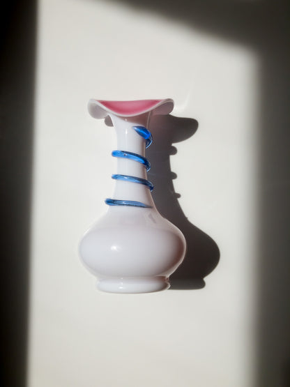 Vintage Opaline Glass Vase with a Swirl