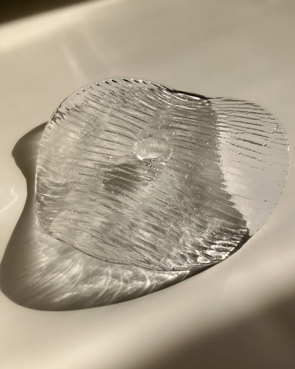 Plate-shaped glass candle holder